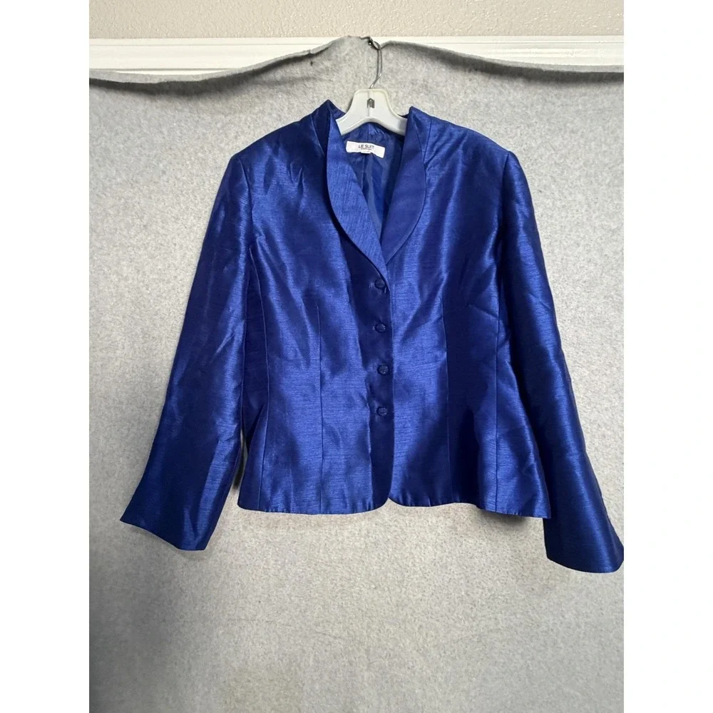 Le Suit Skirt Suit Womens 16 Blue 2 Piece Jacket Skirt Lined Career Workwear